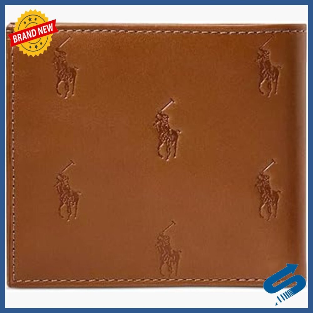 Leather Billfold Wallet with Allover Pony Design, 8 Card Slots